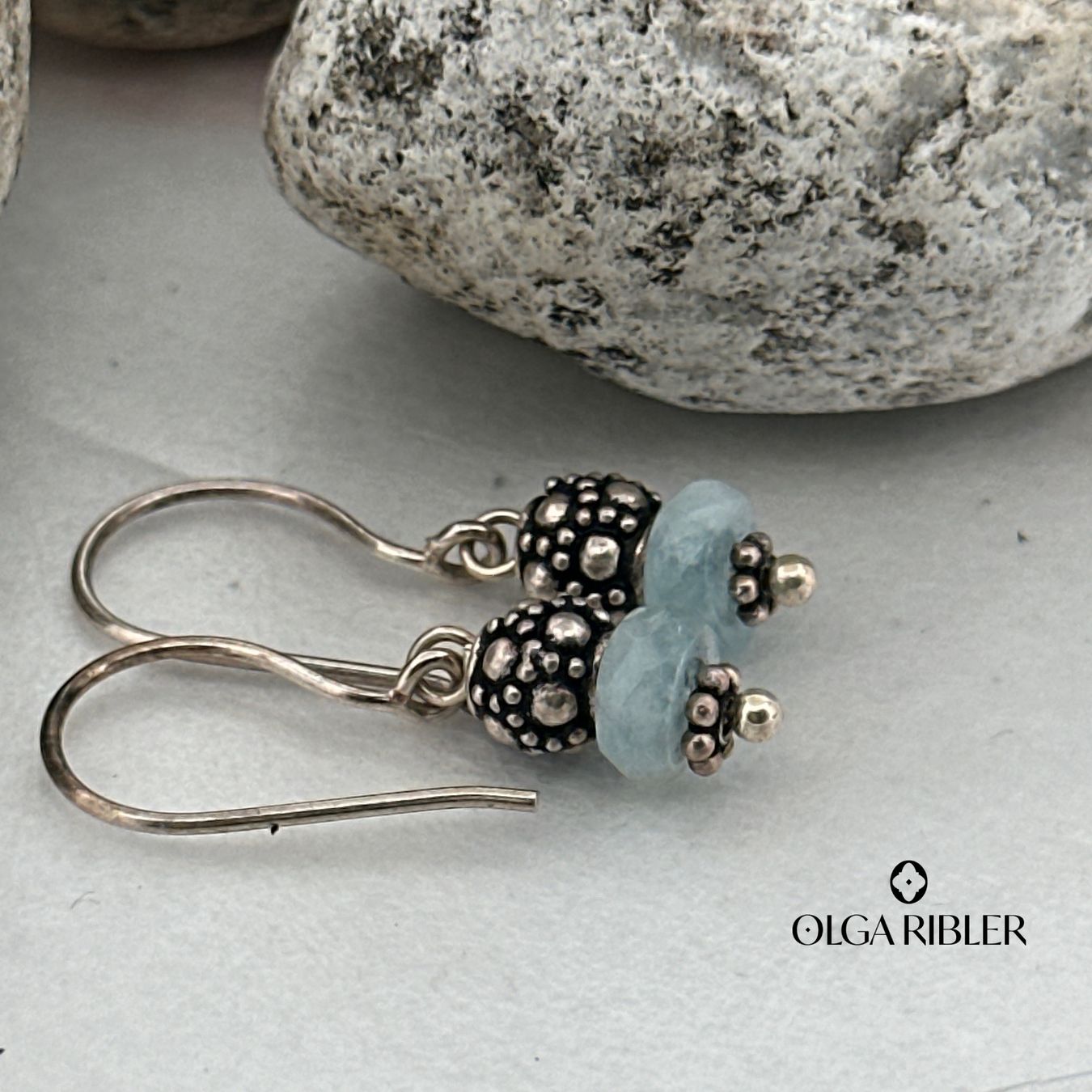 Olga Ribler Boucles d'oreille: Silberohrhänger mit Aquamarin – Neuf (Voir description) à Luzern par MonikaS03