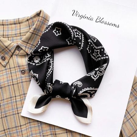 New 53cm Silk Scarf, Paisley Black Small Silk Neck Scarf
