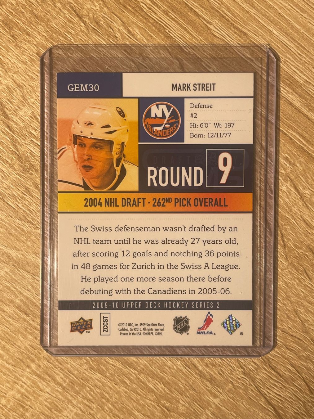 NHL Carte collezionabili: Upper Deck Draft Day Gems Mark Streit New York Islanders – Usato da Thun venduto da Suomitiger 1