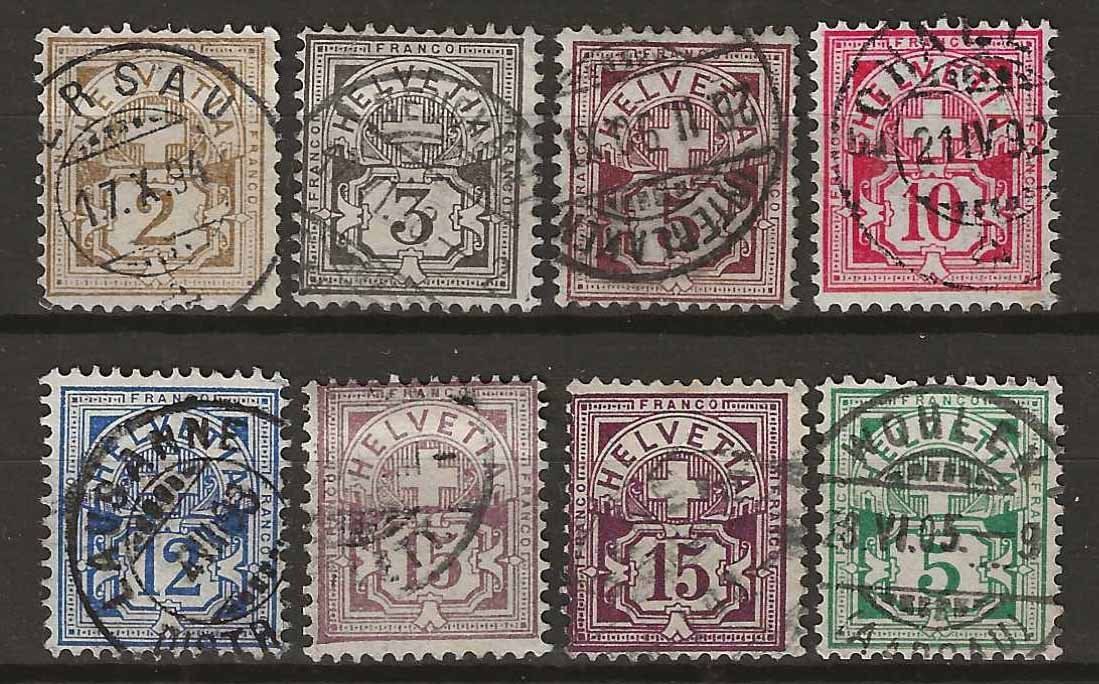 Alle Briefmarken: CH058b - Type chiffre 58b-65b obl. – Gebraucht aus Trélex von Phil_Albert