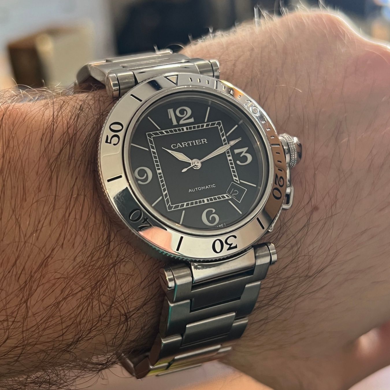 Cartier Orologi: Cartier Pasha Seatimer Automatic Black Dial 2790 – Usato da Carouge GE venduto da Watchaser 3