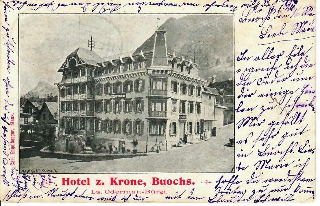 Ansichtskarten: Hotel zur Krone Buochs  1901 – Gebraucht aus Hochdorf von Ziegel-16