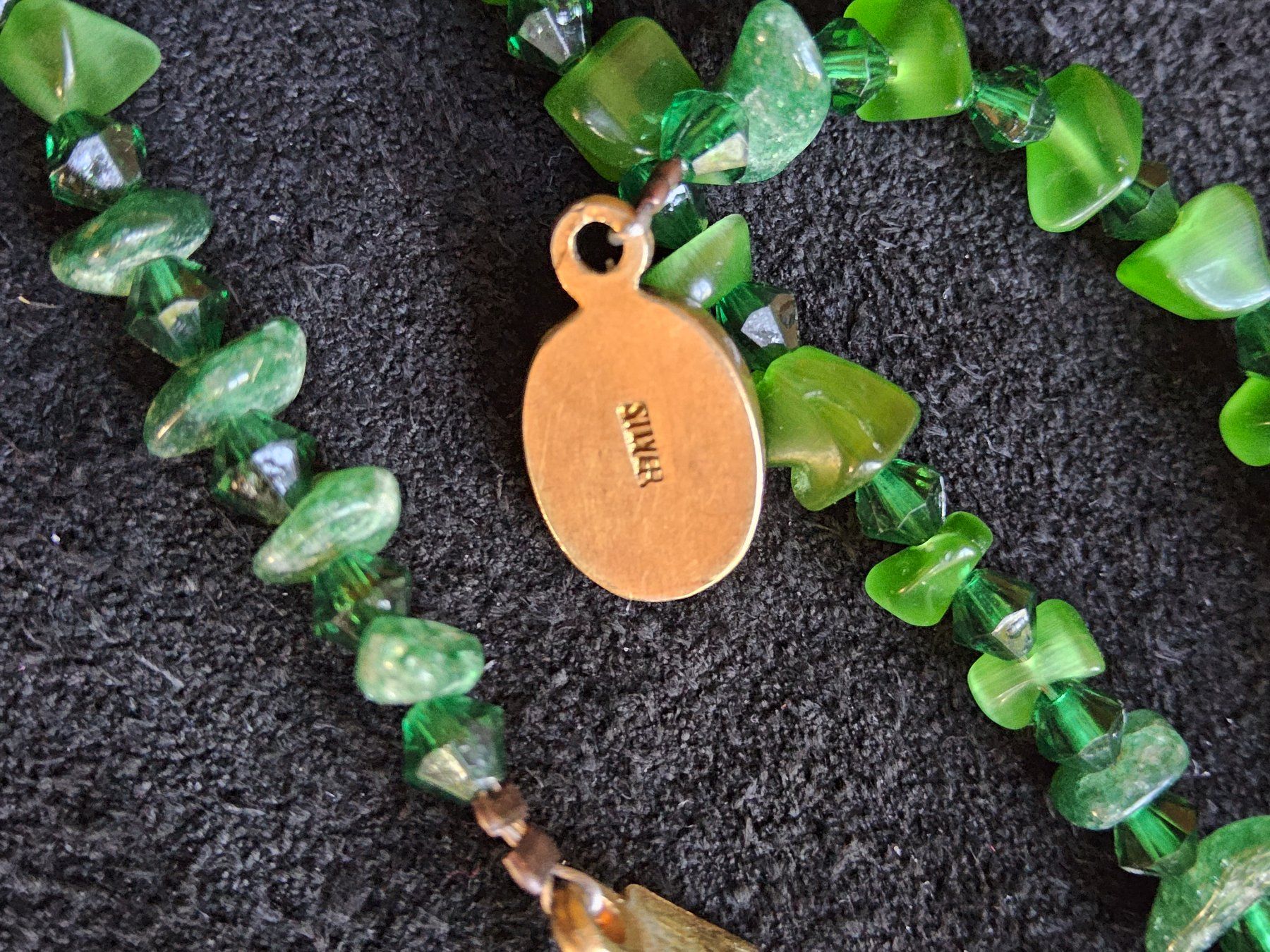 Catenine: Jadeite/Glas Collier Halskette mit Silber Verschluss – Usato da Zürich venduto da SciTec 5