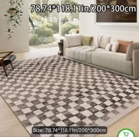 New Soft Rug 200 × 300 cm – Modern Checkered Design / Neuer 
