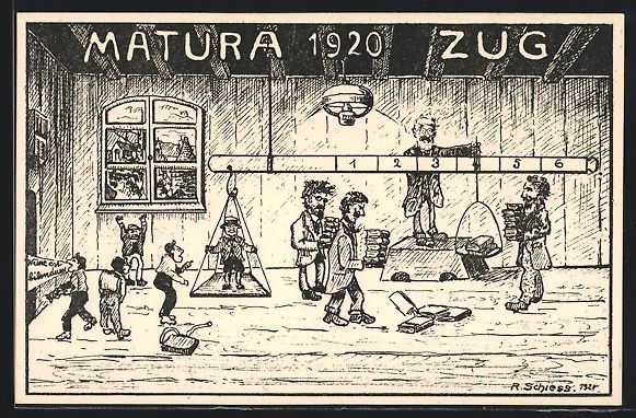 Cartoline postali: Zug, Matura 1920, Schüler auf einer Waa – Usato da Berlin venduto da bartko-reher