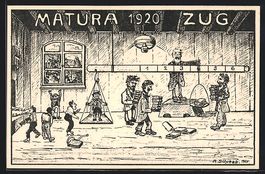 Zug, Matura 1920, Schüler auf einer Waa