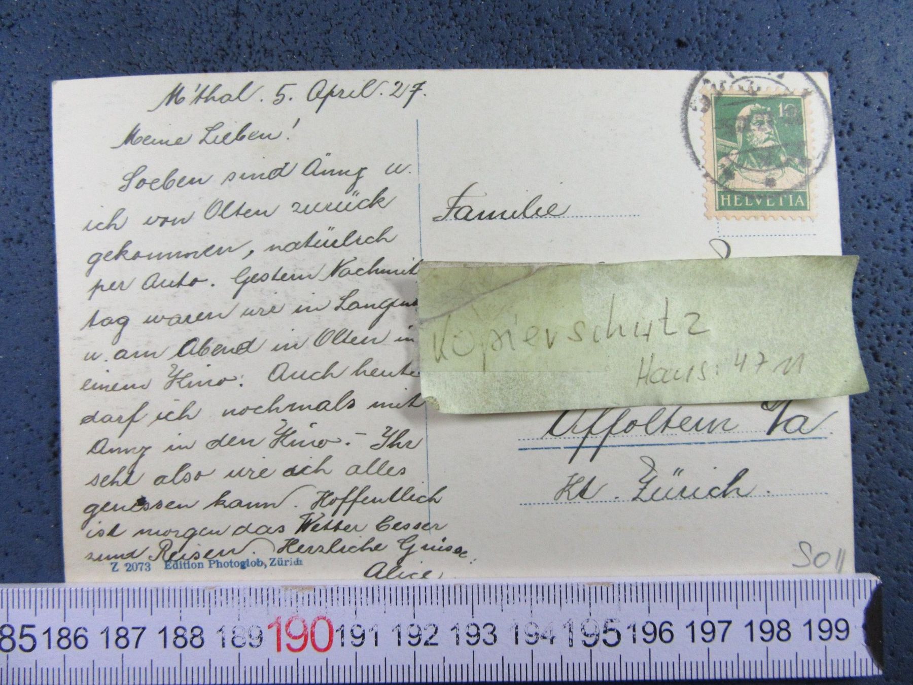 Ansichtskarten: OLTEN 1927 MIT BAHNHOF UND POST SO AK – Gebraucht aus Ettingen von Hausi4711 1