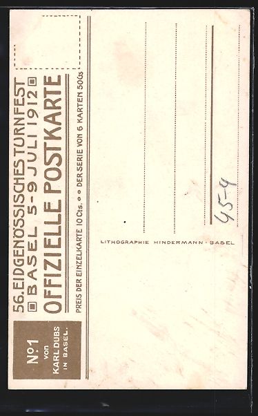 Cartoline postali: Basel, 56. Eidgenössisches Turnfest 191 – Usato da Berlin venduto da bartko-reher 1