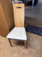5 Holzstuhl mit Stoffpolster Sitz weiss