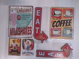 Lot de 6 plaques décoratives en métal style vintage NEW 