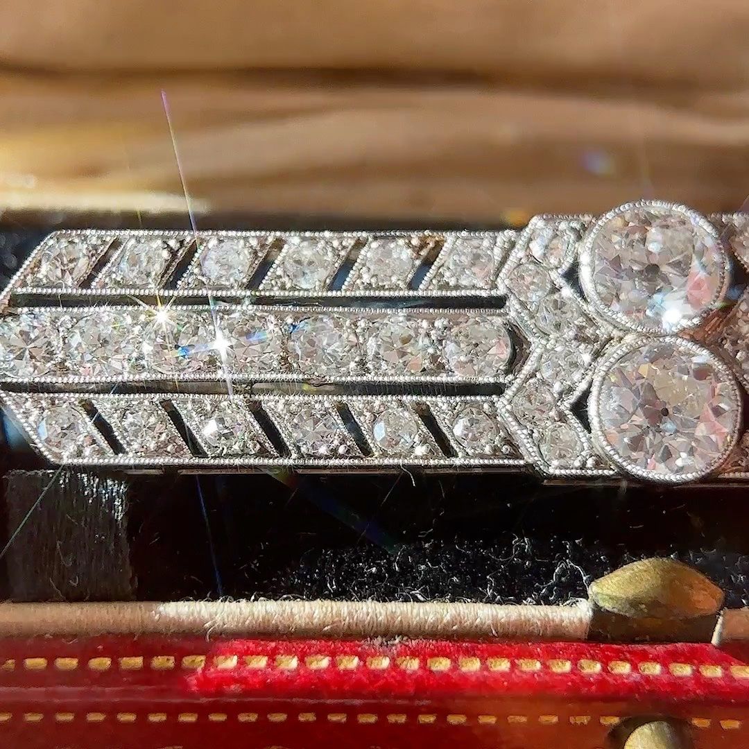 Spille & Fermagli: Art Deco 3.8ct Altschliff Diamant Brosche – Usato da Embrach venduto da estzeh1 3