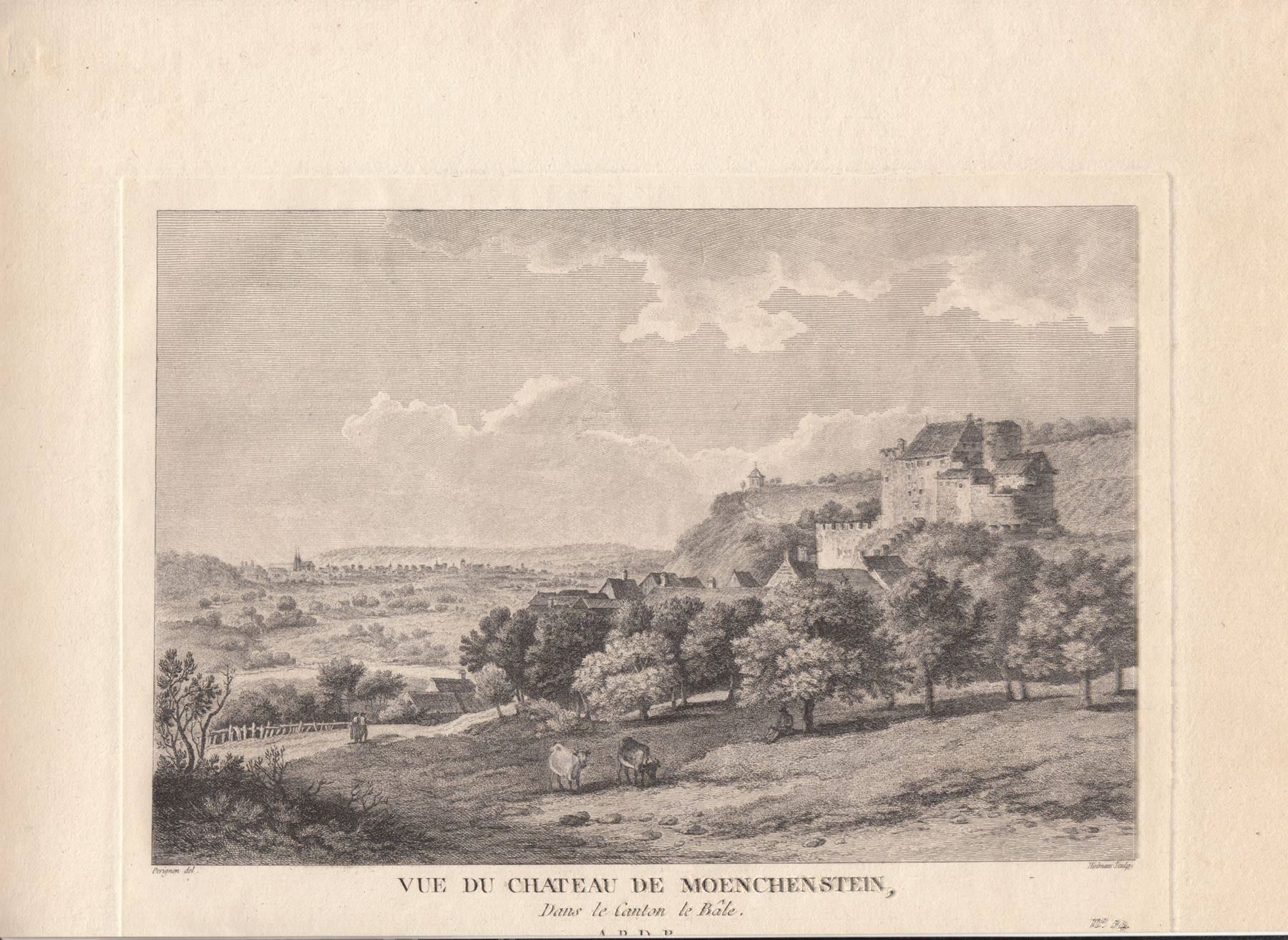 Incisioni: MÜNCHENSTEIN, MÖNCHENSTEIN, KUPFERSTICH 1788 – Usato da Grüningen venduto da Kartensammler 2
