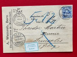 RAR NACHNAHME BERN 62 LA VERRERIE DE SEMSALES FRIBOURG 1904