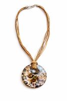 Murano Glas Kette Anhänger Braun Gold