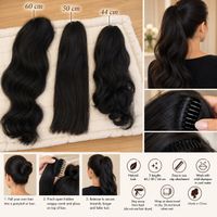 3 schwarze Haarteile / Extensions – 44, 50 & 60 cm