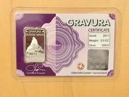 1/2 Unze GRAVURA, feinsilber, Silberbarren, 999.9.