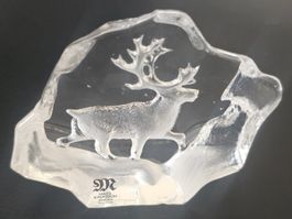 Mats Jonasson Glas Skulptur Renntier, signiert