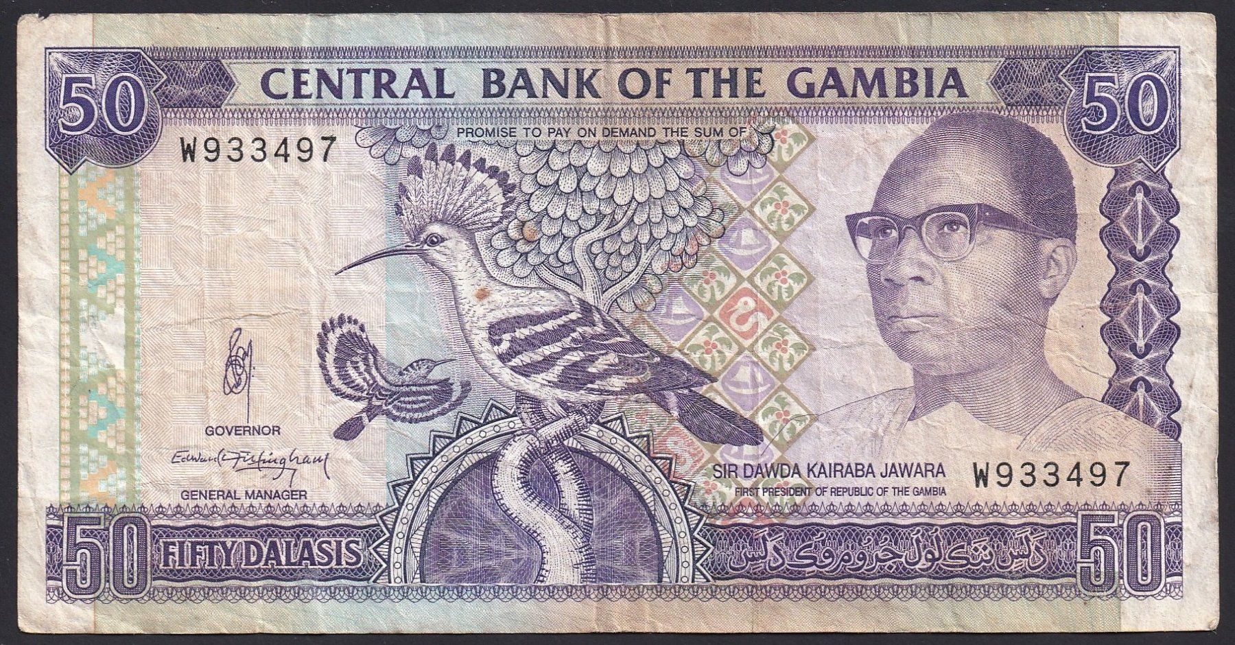 Banknoten: Gambia 50 Dalasis 1989 – Gebraucht aus Brugg AG von banknoten_muesli
