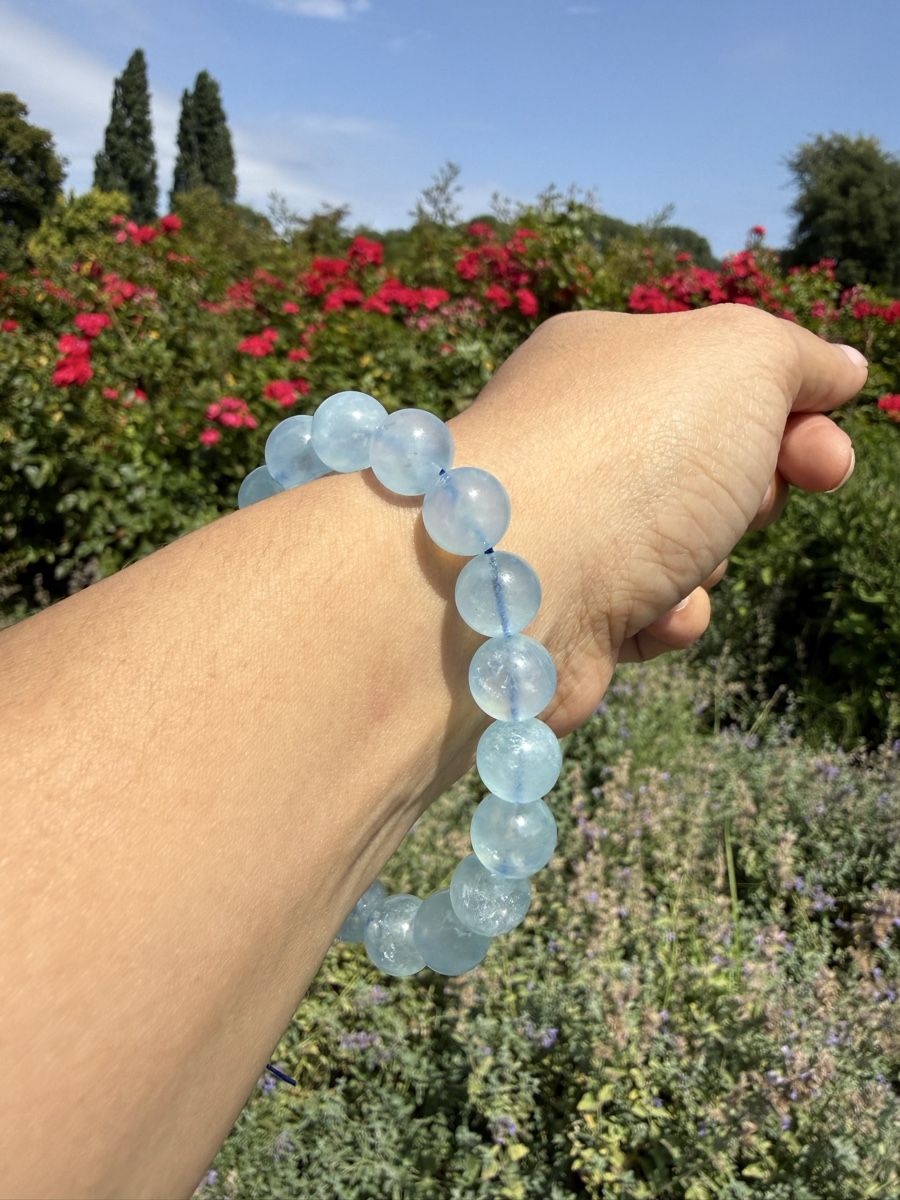 Bracciali & Braccialetti: Echtes Aquamarin Armband-10mm Perlen – Nuovo (secondo la descrizione) da Jegenstorf venduto da SteinGlanz 6