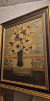 Blumenstillleben - Original Gemälde mit Goldrahmen, Vintage