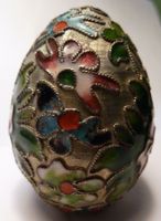 WUNDERSCHÖNES ANTIKES CLOISONNÉ - EI,--7.)---5,8 CM HOCH