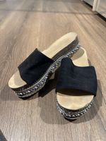 Boho Schwarze Keil-Sandalen – Gr. 37