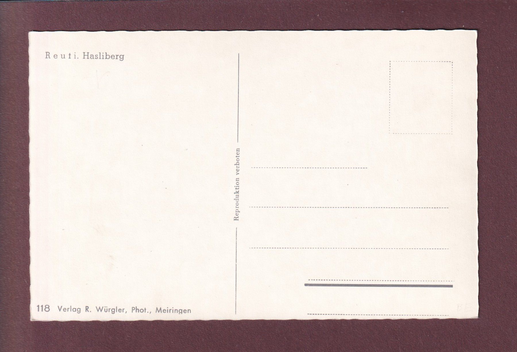 Cartoline postali: REUTI - Hasliberg – Usato da Pully venduto da nicecards 1