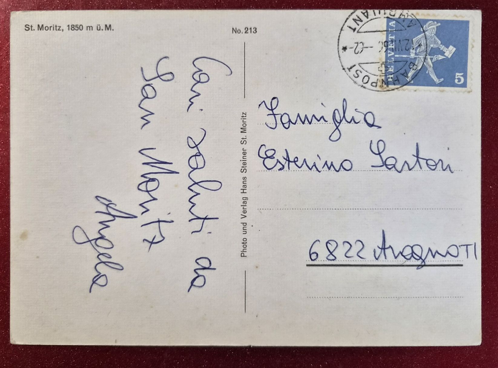 Cartoline postali: St. Moritz See 1966 – Usato da Melchnau venduto da Arthurius 1