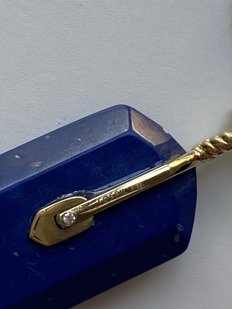 Fossil Catenine: Fossil Lapis Lazuli Halskette mit Mond – Nuovo (secondo la descrizione) da Givisiez venduto da dor_xb9k 3