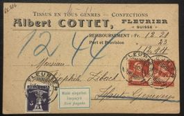 Schweiz 1917 Nachnahme Remboursement Nicht eingelöst