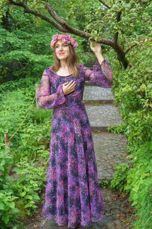 Schönes langes vintage X's Kleid lila retro cosplay
