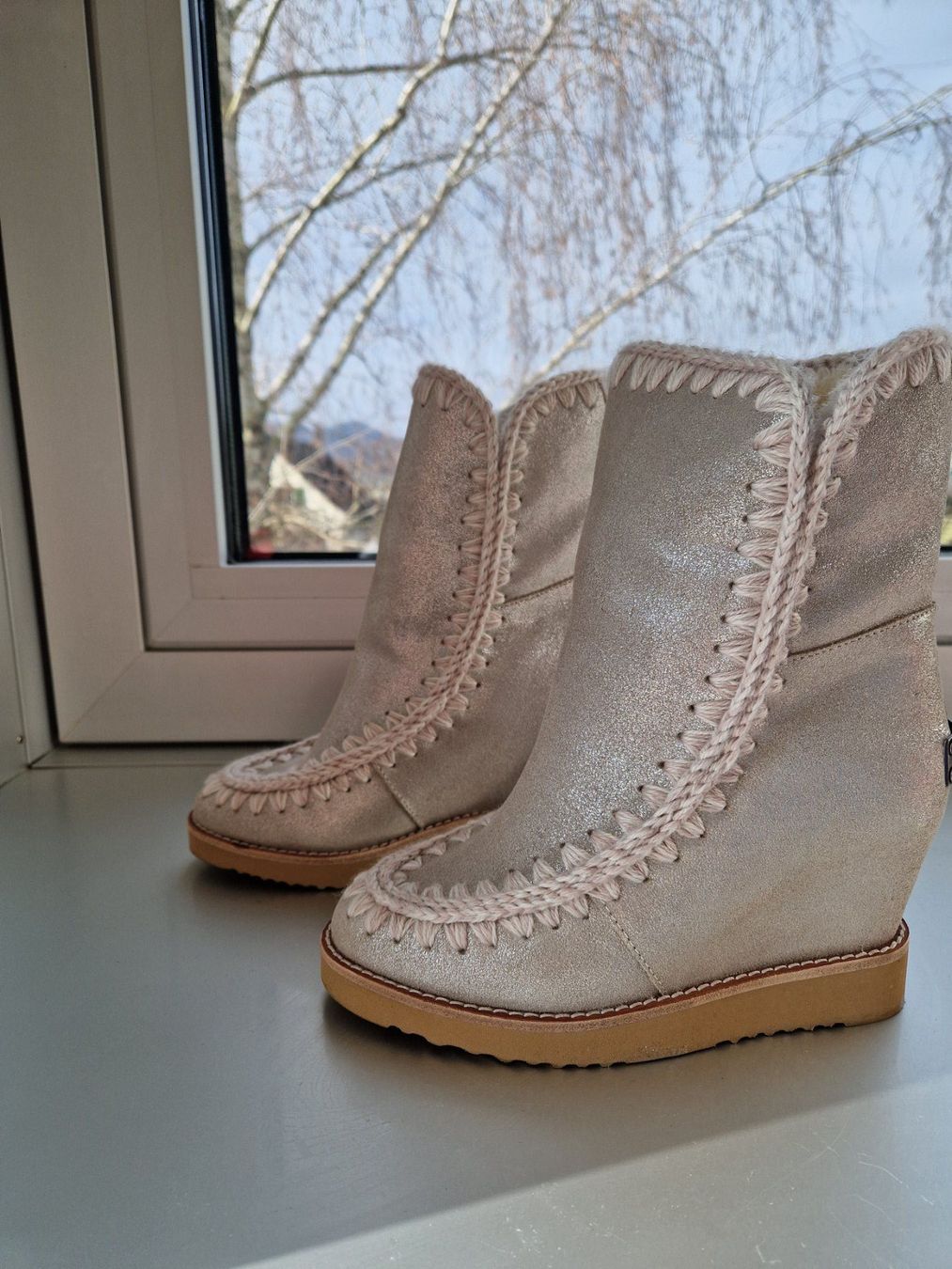 Scarpe da donna: Mou - Keilstiefeletten - beige - Grösse 37 Leder – Usato da Winterthur venduto da sisah 1
