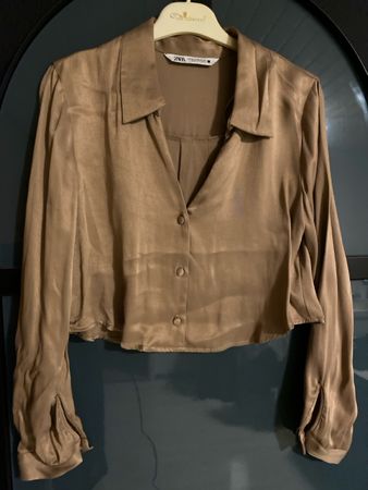 Zara Damen Bluse, Satin Optik, Gr. XS