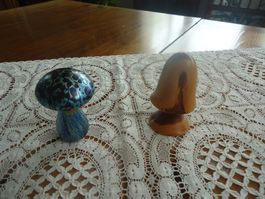 Champignons décoratifs - 2 pièces - 1 X verre 1 X bois