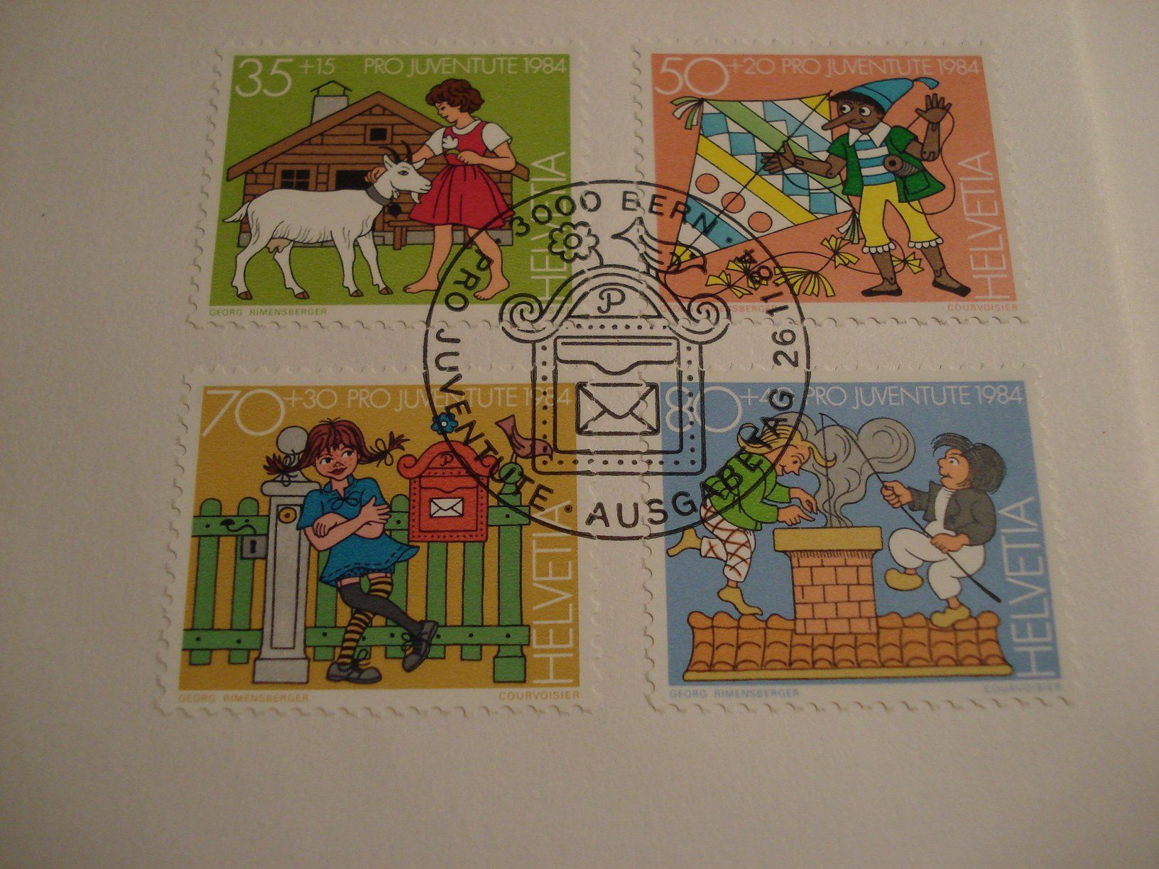Alle Briefmarken: Pro Juventute 1984, FDC Satz + Briefe Einzel + 4erblock – Gebraucht aus Niederwil AG von morostahu
