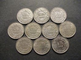 10 x 50 Rp  1941-3-4-6-60-1-2-3-4-5  Superbes pièces Top qua