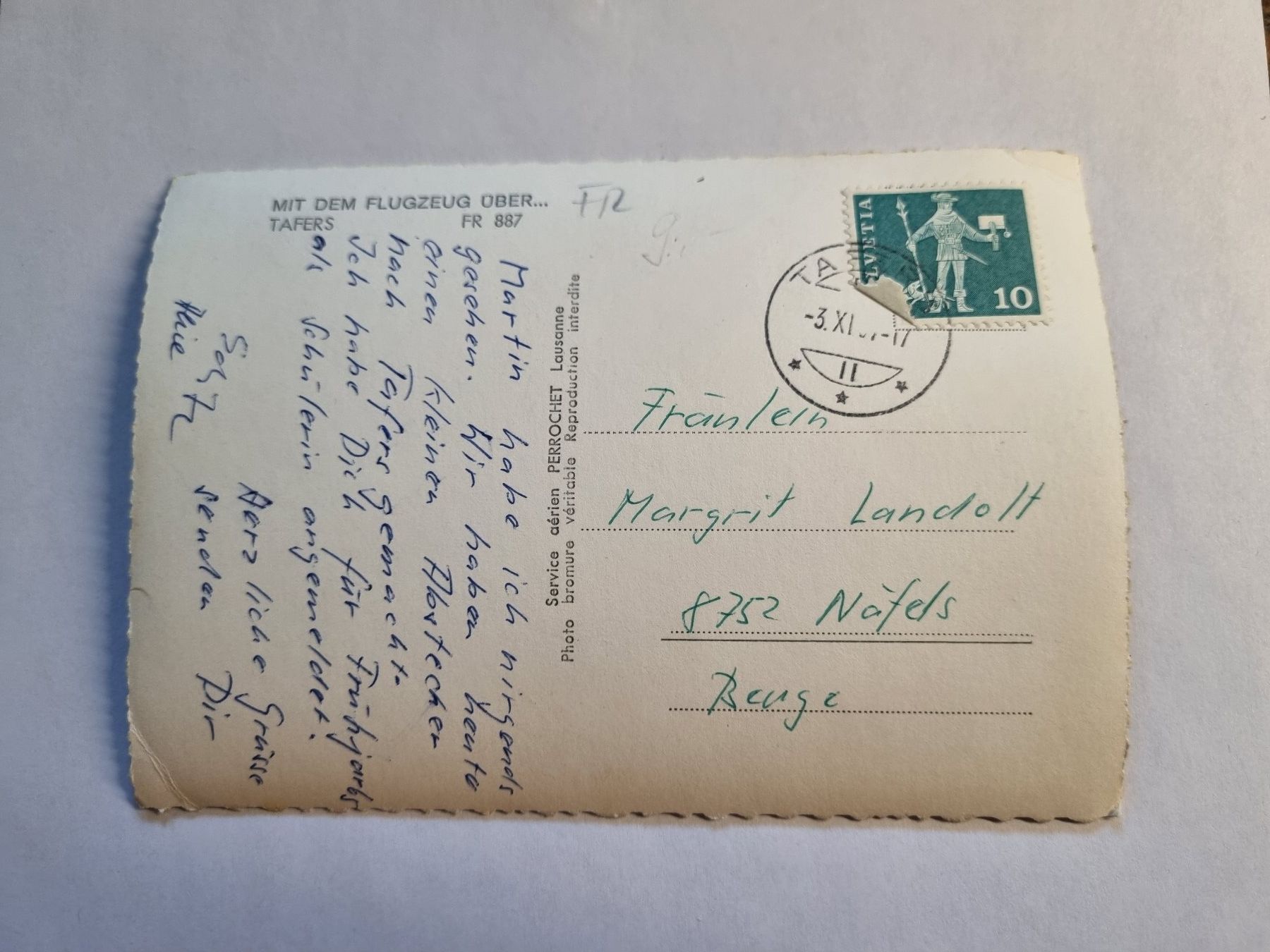 Ansichtskarten: Alte Ansichtskarte Tafers 1947 – Gebraucht aus Trachslau von bastet06 1