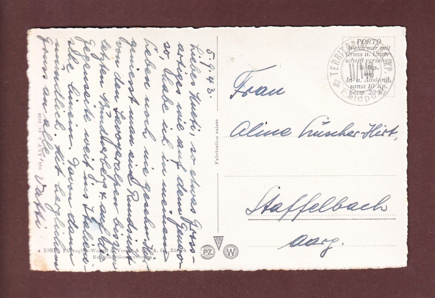 Ansichtskarten: MONTE GENEROSO - 1943 Feldpost – Gebraucht aus Pully von nicecards-shop 1