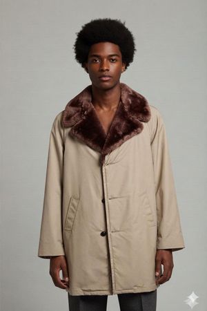 Woolrich Beige Trenchcoat mit Pelzkragen - Größe 40