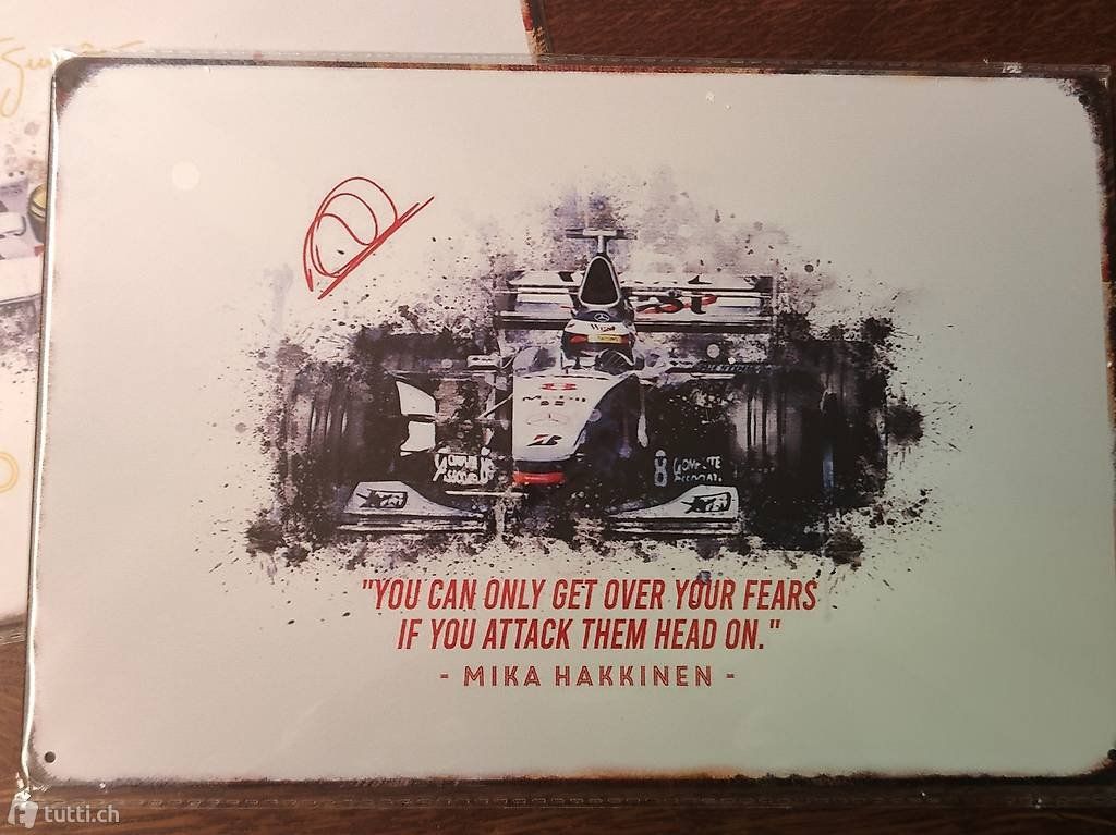 Insegne: Blechschild Formel 1 Mika Häkkinen – Nuovo e nell'imballaggio originale da Wangen SZ venduto da Charlie_Firpo