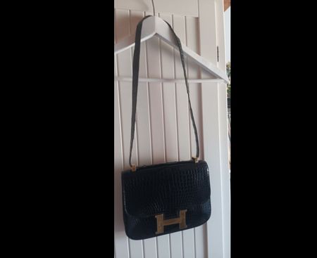 HERMES KROKO TASCHE! Vintage, schwarz,sehr hoher Neupreis!!