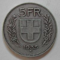 003 CH, 5 FRANKEN 1935 B, ABART, SILBER, ss