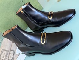 GUCCI Geometric G Ankle Lizard Leder Boots Stiefel 43.5 NEU