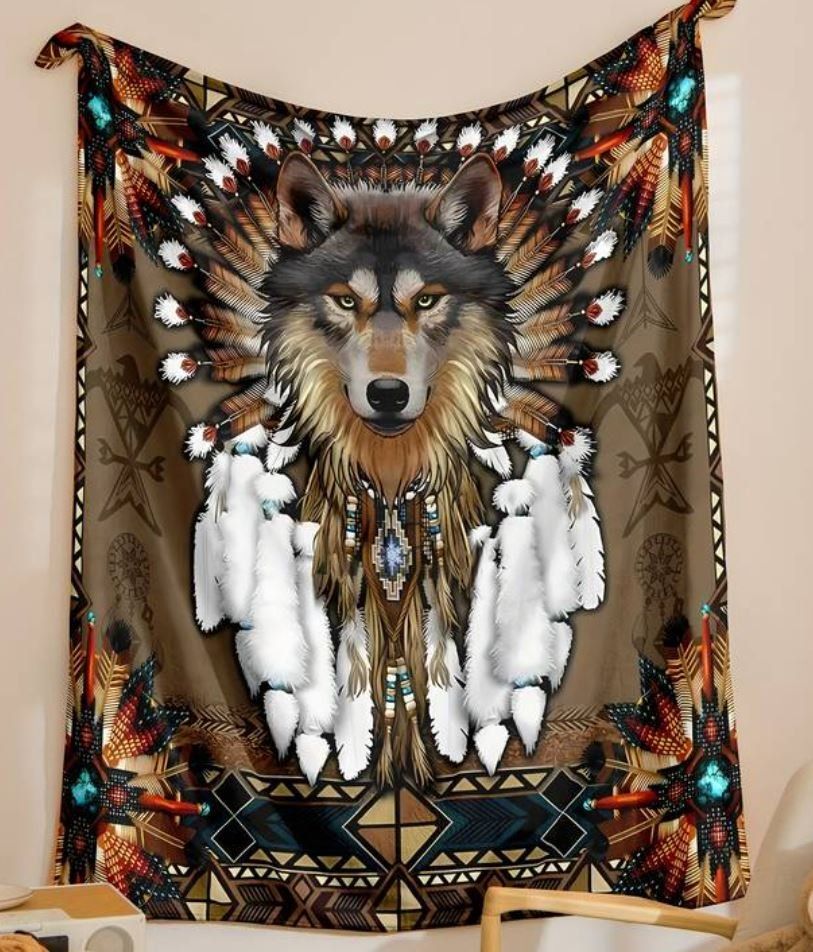 Coperte: Indianer/Wolf Kuschel Decke 200x150cm – Nuovo e nell'imballaggio originale da Langenbruck venduto da Gumsi