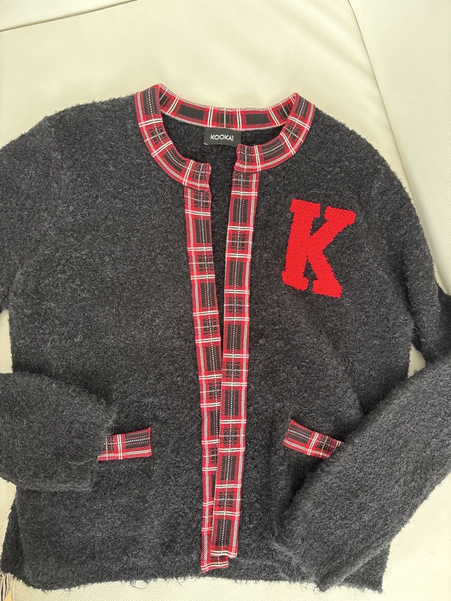 Kookai Giacche: Kookai Strickjacke, schwarz mit Karomuster, Grösse 36 – Usato da langenthal venduto da rundholz7 5