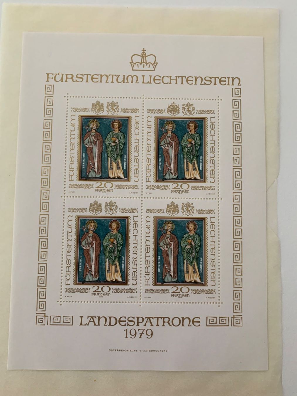 Alle Briefmarken: FL Landespatrone 1979 Kleinbogen postfrisch und ET-gestemp. – Neu und originalverpackt aus Willisau von Repfuesch 1
