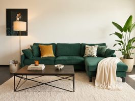Samtsofa dunkelgrün