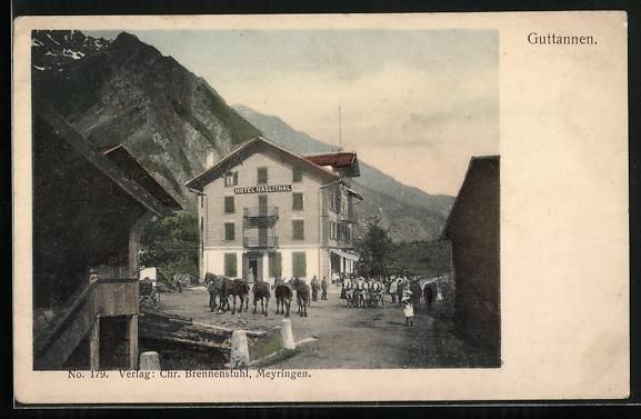 Cartoline postali: Guttannen, Strassenpartie mit Hotel Hasl – Usato da Berlin venduto da bartko-reher