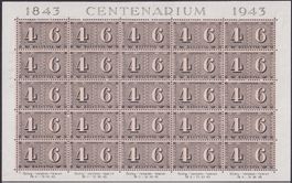 1943: Nr.258, Zierbogen, ZH 4+6 postfrisch ** Kat: 50.-+