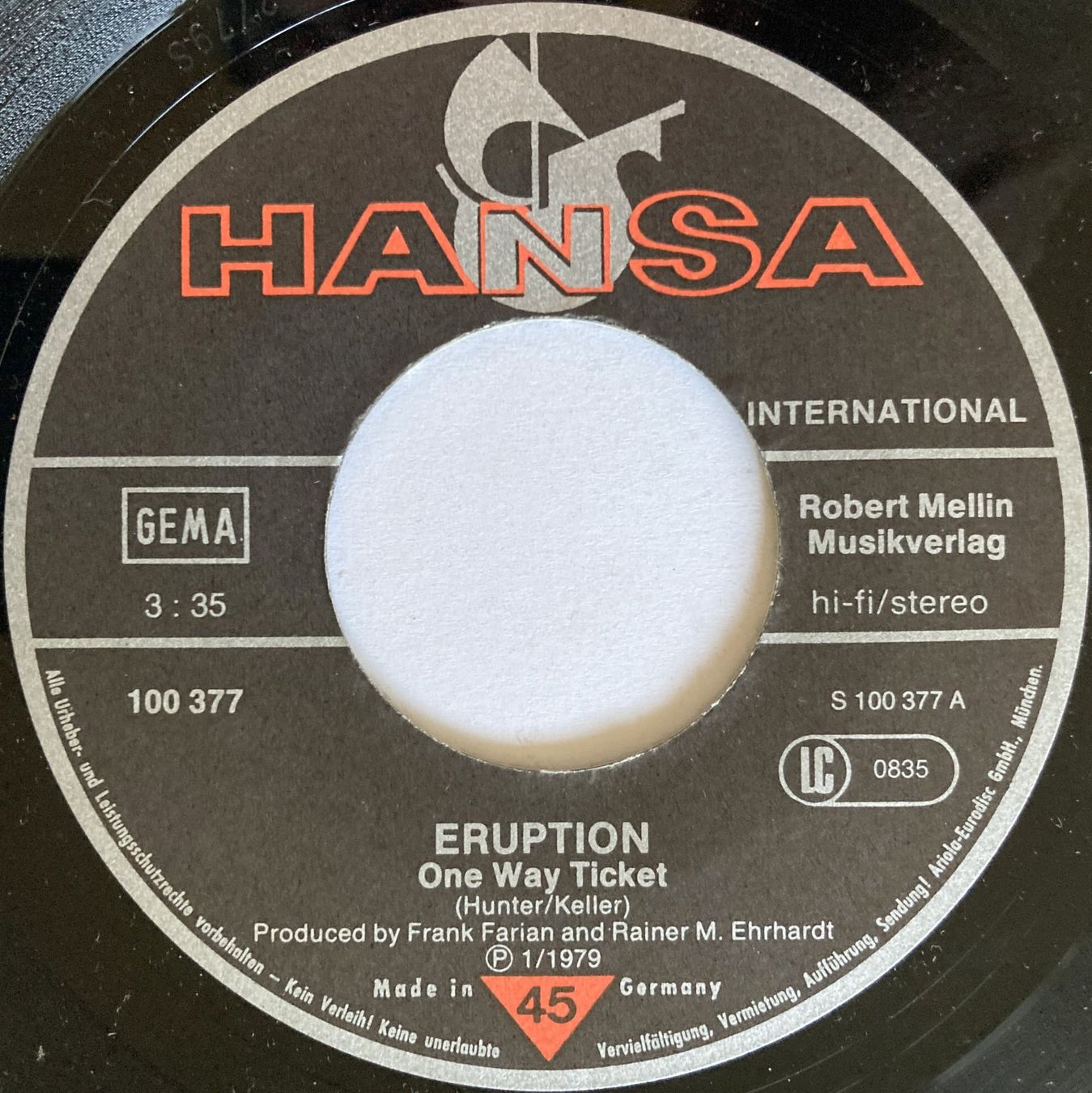 Dischi in vinile: ERUPTION - ONE WAY TICKET – Usato da Bottens venduto da hotter-than-hell 2